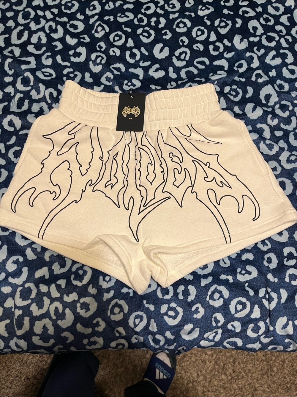 Darc Sport Cream Athletic Shorts with Black Graphic